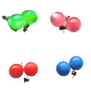 1980's Gumball earrings colorful studs for pierced ears pink orange blue green